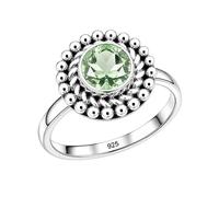Meadows 925 Sterling Silver Green Amethyst Gemstone Statement Ring for Women Beautiful Design Birth Stone Gift Handmade Jewelry R-27AS_K