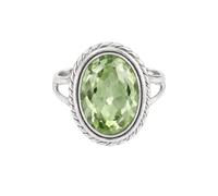 Meadows 925 Sterling Silver Green Amethyst Ring Oval Gemstone Ring Handmade Minimalist Jewelry Gift for Women R-1879AT_Z 1/2