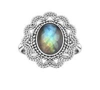 Meadows 925 Sterling Silver Labradorite Gemestone Women All Size Ring Handmade Jewelry R-01Ai_V 1/2