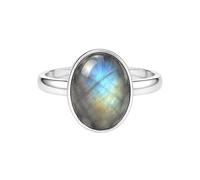 Meadows 925 Sterling Silver Labradorite Ring for Women Oval Gemstone Solitaire Ring Handmade Minimalist Jewelry R-16AI_V 1/2