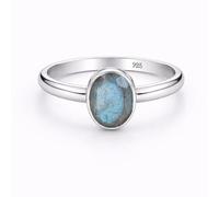 Meadows 925 Sterling Silver Labradorite Ring Oval Gemstone Ring Handmade Minimalist Jewelry Gift for Women R-1908AI_O 1/2