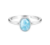 Meadows 925 Sterling Silver Larimar Ring Oval Gemstone Ring Handmade Minimalist Jewelry Gift for Women R-1908AE_J 1/2