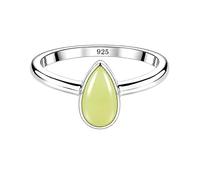 Meadows 925 Sterling Silver Lemon Chrysoprase Teardrop Ring for Women Genuine Pear Shaped Gemstone Solitaire Statement Ring Boho Jewelry Gift R-1919ABA_Y