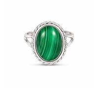 Meadows 925 Sterling Silver Malachite Ring Oval Gemstone Ring Handmade Minimalist Jewelry Gift for Women R-1879AG_X 1/2