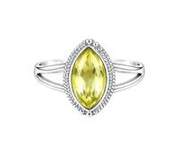 Meadows 925 Sterling Silver Marquise for Women Lemon Quartz Gemstone Solitaire Ring Minimalist Bezel Set Handmade Jewelry R-09BB_O 1/2