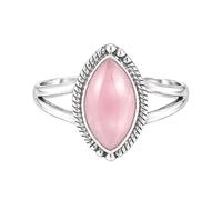 Meadows 925 Sterling Silver Marquise for Women Rose Quartz Gemstone Solitaire Ring Minimalist Bezel Set Handmade Jewelry R-09AG_X 1/2