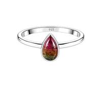 Meadows 925 Sterling Silver Multi Tourmaline Mahove Teardrop Ring for Women Genuine Pear Shaped Gemstone Solitaire Statement Ring Boho Jewelry Gift R-1919AAR_S 1/2
