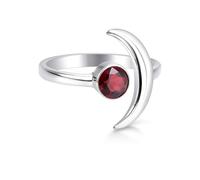 Meadows 925 Sterling Silver Natural Round Cut Red Garnet Gemstone Ring For Women