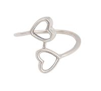 Meadows 925 Sterling Silver Open Heart Ring for Women | Double Heart Minimalist Band | Handmade Love Ring | Everyday Silver Jewelry Gift (6)