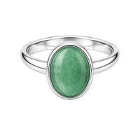 Meadows 925 Sterling Silver Oval for Women Aventureine Gemstone Solitaire Ring Minimalist Bezel Set Handmade Jewelry R-04AP_O 1/2
