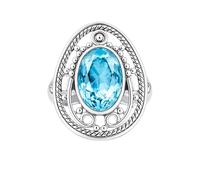 Meadows 925 Sterling Silver Oval for Women Blue Topaz Gemstone Solitaire Women Boho Ring Handmade Jewelry R-14AV_T 1/2