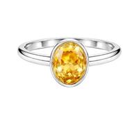 Meadows 925 Sterling Silver Oval for Women Citrine Gemstone Solitaire Ring Minimalist Bezel Set Handmade Jewelry R-04BA_O