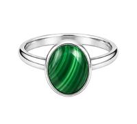 Meadows 925 Sterling Silver Oval for Women Malachite Gemstone Solitaire Ring Minimalist Bezel Set Handmade Jewelry R-04AF_O 1/2