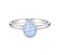 Meadows 925 Sterling Silver Pear Blue Lace Agate Gemstone Statement Ring for Women Solitaire Design Boho Handmade Jewelry Gift R-17AL_N
