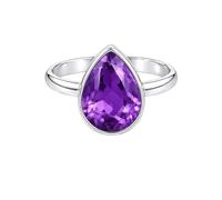 Meadows 925 Sterling Silver Pear for Women Amethyst Gemstone Solitaire Ring Minimalist Bezel Set Handmade Jewelry R-12AU_O