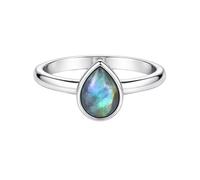 Meadows 925 Sterling Silver Pear Labradorite Gemstone Statement Ring for Women Solitaire Design Boho Handmade Jewelry Gift R-17AI_V