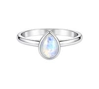Meadows 925 Sterling Silver Pear Rainbow Moonstone Gemstone Statement Ring for Women Solitaire Design Boho Handmade Jewelry Gift R-17AG_X 1/2