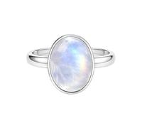 Meadows 925 Sterling Silver Rainbow Moonstone Ring for Women Oval Gemstone Solitaire Ring Handmade Minimalist Jewelry R-16AG_X 1/2