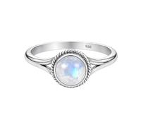 Meadows 925 Sterling Silver Rainbow Moonstone Ring Round Gemstone Ring Handmade Minimalist Jewelry Gift for Women R-1795AG_X 1/2