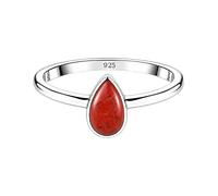 Meadows 925 Sterling Silver Red Jasper Teardrop Ring for Women Genuine Pear Shaped Gemstone Solitaire Statement Ring Boho Jewelry Gift R-1919AAV_N