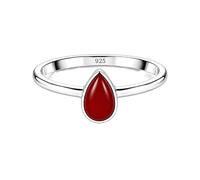 Meadows 925 Sterling Silver Red Onyx Teardrop Ring for Women Genuine Pear Shaped Gemstone Solitaire Statement Ring Boho Jewelry Gift R-1919ABH_L