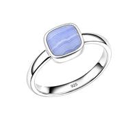 Meadows 925 Sterling Silver Ring for Women Blue Lace Agate Cushion cut Gemstone Solitaire Statement Ring Minimalist Hanmade Jewelry R-28AL_X 1/2