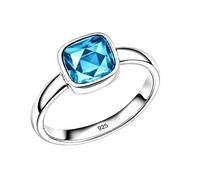 Meadows 925 Sterling Silver Ring for Women Blue Topaz Cushion cut Gemstone Solitaire Statement Ring Minimalist Hanmade Jewelry R-28AV_T 1/2