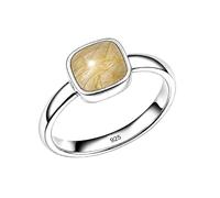 Meadows 925 Sterling Silver Ring for Women Golden Rutile Cushion cut Gemstone Solitaire Statement Ring Minimalist Hanmade Jewelry R-28AM_P 1/2