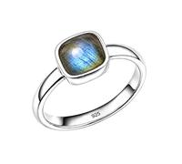 Meadows 925 Sterling Silver Ring for Women Labradorite Cushion cut Gemstone Solitaire Statement Ring Minimalist Hanmade Jewelry R-28AI_V