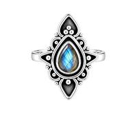 Meadows 925 Sterling Silver Ring for Women Labradorite Pear cut Gemstone Solitaire Statement Ring Minimalist Hanmade Jewelry R-29AI_V