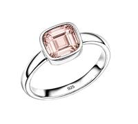 Meadows 925 Sterling Silver Ring for Women Morganite Cushion cut Gemstone Solitaire Statement Ring Minimalist Hanmade Jewelry R-28BA_K 1/2