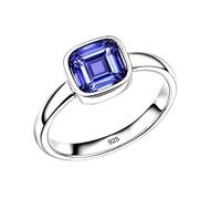 Meadows 925 Sterling Silver Ring for Women Tanzanite Cushion cut Gemstone Solitaire Statement Ring Minimalist Hanmade Jewelry R-28AY_O 1/2
