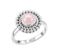 Meadows 925 Sterling Silver Rose Quartz Gemstone Statement Ring for Women Beautiful Design Birth Stone Gift Handmade Jewelry R-27AH_U 1/2