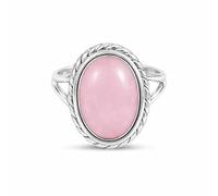 Meadows 925 Sterling Silver Rose Quartz Ring Oval Gemstone Ring Handmade Minimalist Jewelry Gift for Women R-1879AI_V