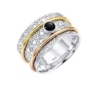 Meadows 925 Sterling Silver Round Black Onyx Gemstone Spinner And Mediation Ring for Men And Women Handmade Jewelry Gift R-18AA_X 1/2