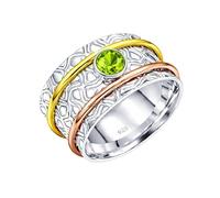 Meadows 925 Sterling Silver Round Peridot Gemstone Spinner And Mediation Ring for Men And Women Handmade Jewelry Gift R-18AG_X 1/2