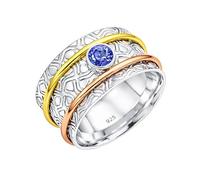 Meadows 925 Sterling Silver Round Tanzanite Gemstone Spinner And Mediation Ring for Men And Women Handmade Jewelry Gift R-18AN_I