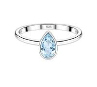 Meadows 925 Sterling Silver Sky Blue Topaz Teardrop Ring for Women Genuine Pear Shaped Gemstone Solitaire Statement Ring Boho Jewelry Gift R-1919ABM_R 1/2
