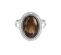 Meadows 925 Sterling Silver Smoky Quartz Ring Oval Gemstone Ring Handmade Minimalist Jewelry Gift for Women R-1879AP_M