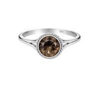 Meadows 925 Sterling Silver Smoky Quartz Ring Round Gemstone Ring Handmade Minimalist Jewelry Gift for Women R-1795AO_O 1/2