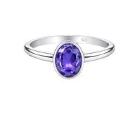Meadows 925 Sterling Silver Tanzanite Lab Grown Ring Oval Gemstone Ring Handmade Minimalist Jewelry Gift for Women R-1908AY_W
