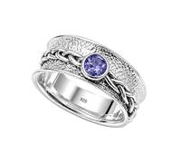 Meadows 925 Sterling Silver Tanzanite Spinner Ring for Women And Men Band Boho Meditation Statement Hnadmade Jewelry R-24AN_Y