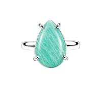 Meadows 925 Sterling Silver Teardrop Ring for Women Earthy Amazonite Gemstone Pear Shaped Statement Handmade Jewelry Ring R-32AT_Q 1/2
