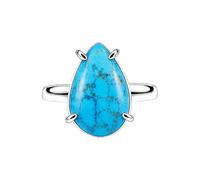 Meadows 925 Sterling Silver Teardrop Ring for Women Earthy Blue Mohave Turquoise Gemstone Pear Shaped Statement Handmade Jewelry Ring R-32AX_Q 1/2