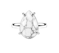 Meadows 925 Sterling Silver Teardrop Ring for Women Earthy Howlite Gemstone Pear Shaped Statement Handmade Jewelry Ring R-32AJ_Q 1/2
