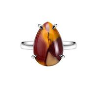 Meadows 925 Sterling Silver Teardrop Ring for Women Earthy Mookite Gemstone Pear Shaped Statement Handmade Jewelry Ring R-32AA_Q 1/2