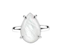 Meadows 925 Sterling Silver Teardrop Ring for Women Earthy Mother Of Pearl Gemstone Pear Shaped Statement Handmade Jewelry Ring R-32AO_Q 1/2