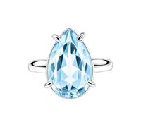 Meadows 925 Sterling Silver Teardrop Ring for Women Earthy Sky Blue Topaz Gemstone Pear Shaped Statement Handmade Jewelry Ring R-32ABI_T