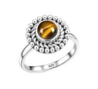 Meadows 925 Sterling Silver Tiger Eye Gemstone Statement Ring for Women Beautiful Design Birth Stone Gift Handmade Jewelry R-27AK_N 1/2
