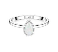 Meadows 925 Sterling Silver White Opal Teardrop Ring for Women Genuine Pear Shaped Gemstone Solitaire Statement Ring Boho Jewelry Gift R-1919ABI_X 1/2